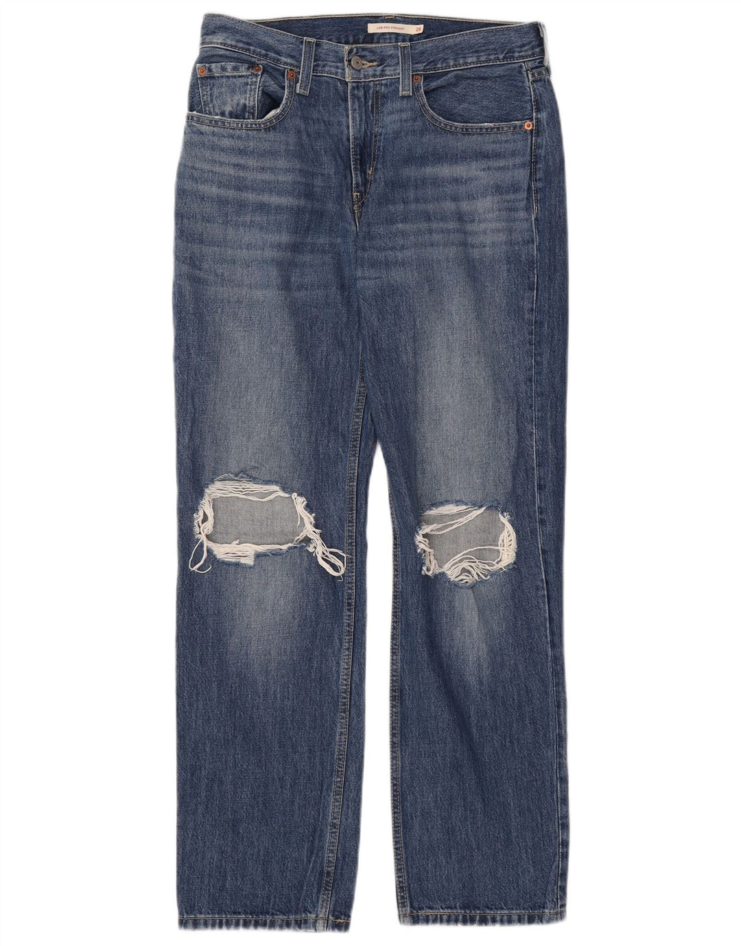 Женские потертые прямые джинсы LEVI'S Low Pro W28 L31, синий хлопок