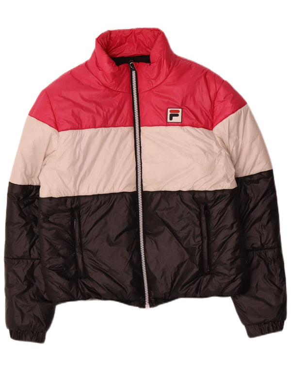 Женская стеганая куртка Fila UK 16, большой разноцветный полиэстер с цветными блоками