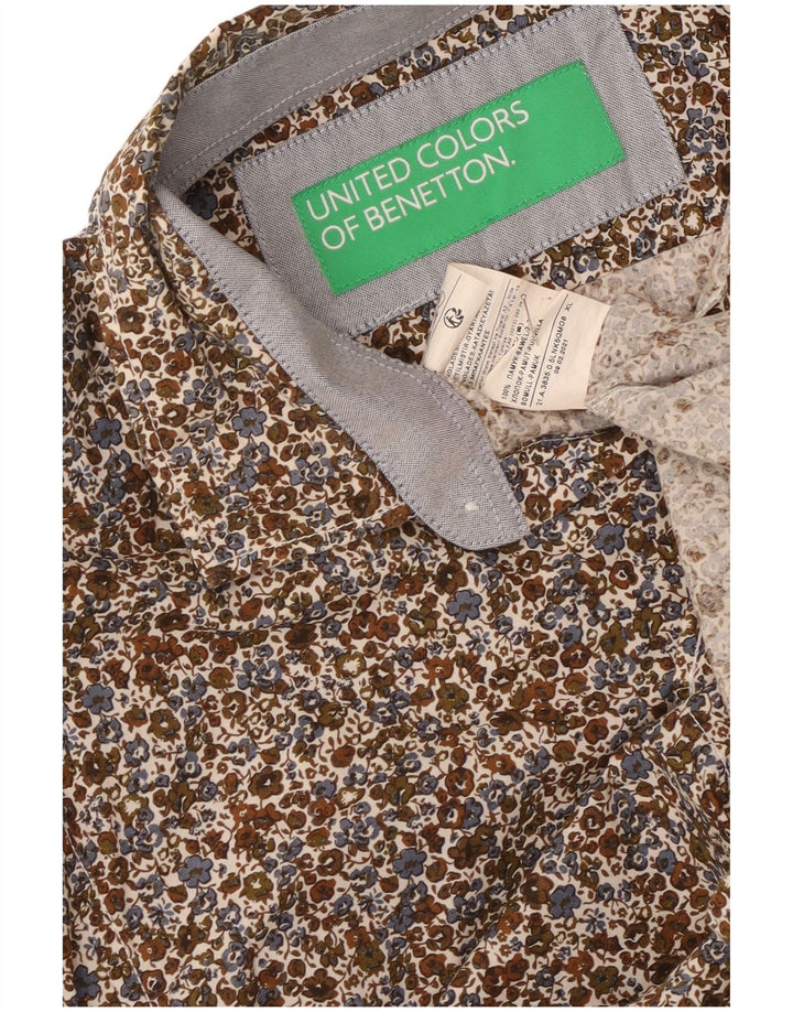 Мужская рубашка Benetton XL, разноцветный хлопок с цветочным принтом