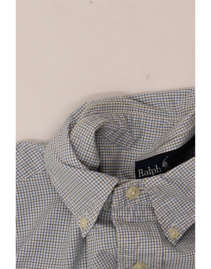 Мужская рубашка RALPH LAUREN, размер 15, 1/2, средний синий, хлопок в мелкую клетку