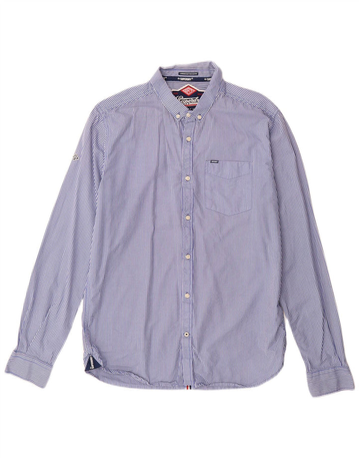 Мужская рубашка Superdry XL, синяя хлопковая полоска