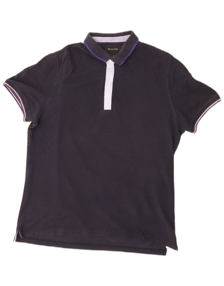Мужская рубашка поло MASSIMO DUTTI XL темно-синяя, хлопок