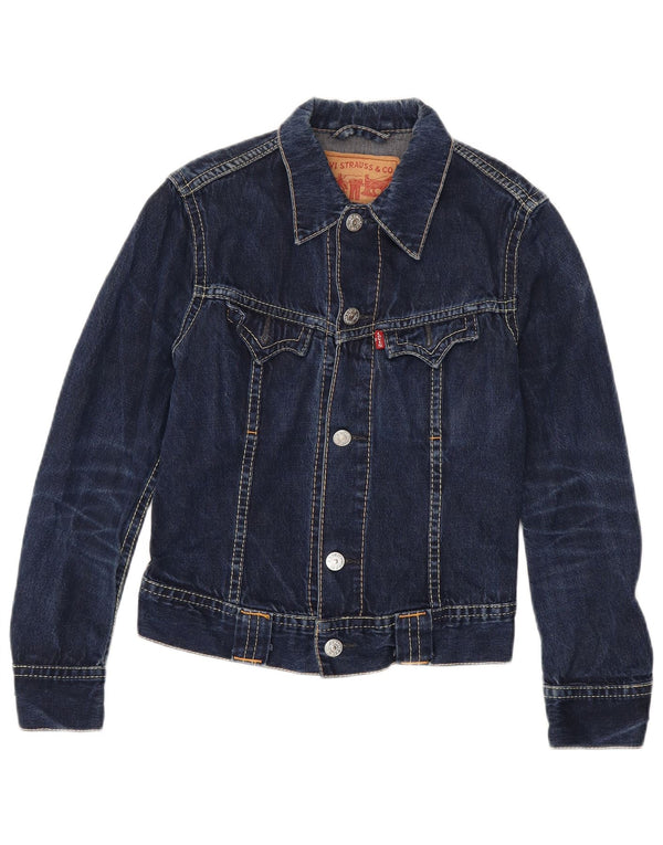 Женская укороченная джинсовая куртка Levi's UK 10, маленькая, синяя, хлопок