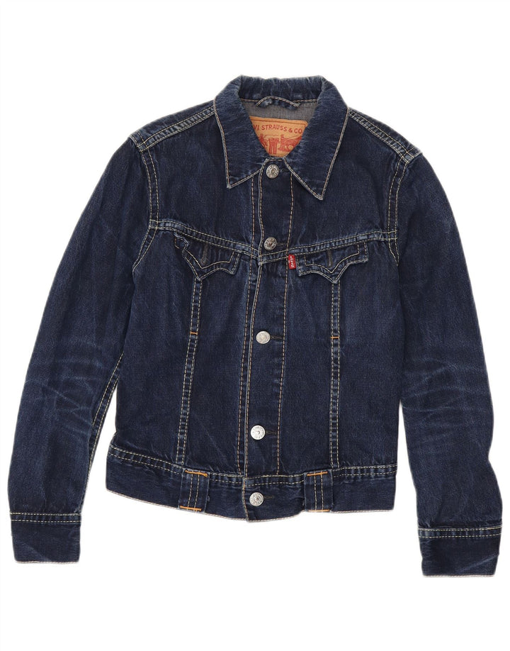 Женская укороченная джинсовая куртка Levi's UK 10, маленькая, синяя, хлопок