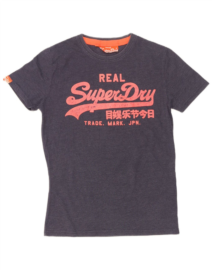Superdry Мужская футболка с рисунком, маленький темно-синий хлопок