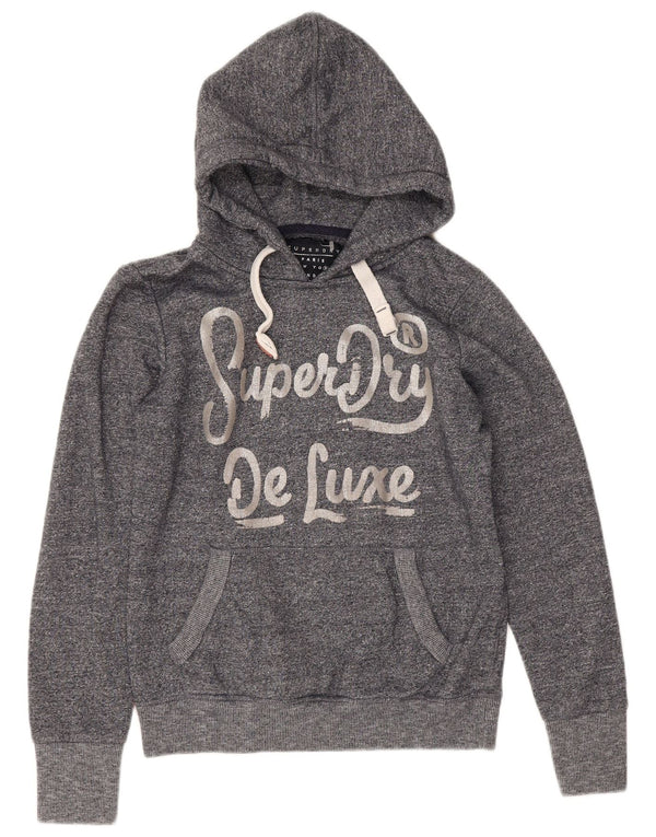 Женский джемпер с капюшоном Superdry UK 12, средний темно-синий, хлопковый с крапинками