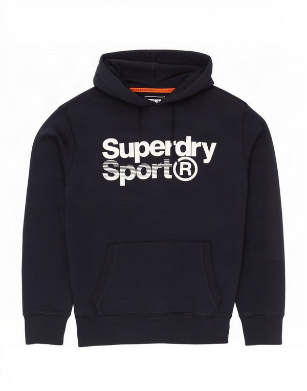 Мужской джемпер с капюшоном Superdry, темно-синий, хлопковый, с рисунком