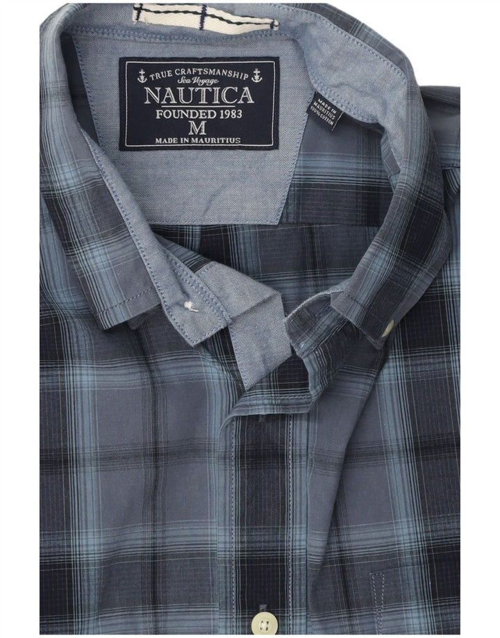 Мужская рубашка Nautica среднего размера, темно-синяя клетка, хлопок