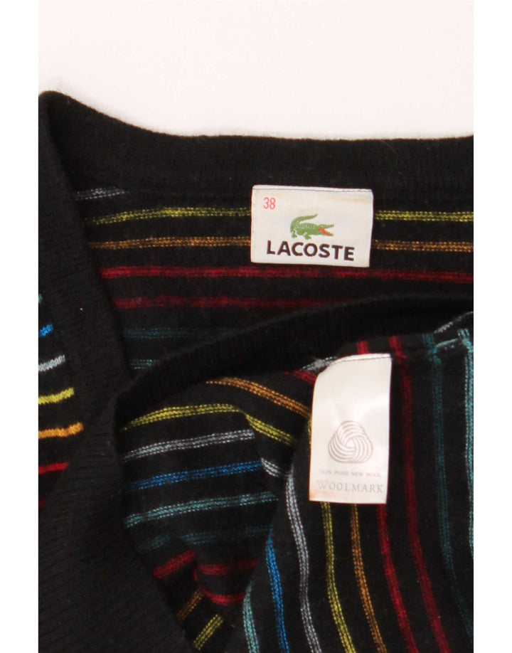 Женский джемпер с v-образным вырезом Lacoste, размер 38, средний, в разноцветную полоску