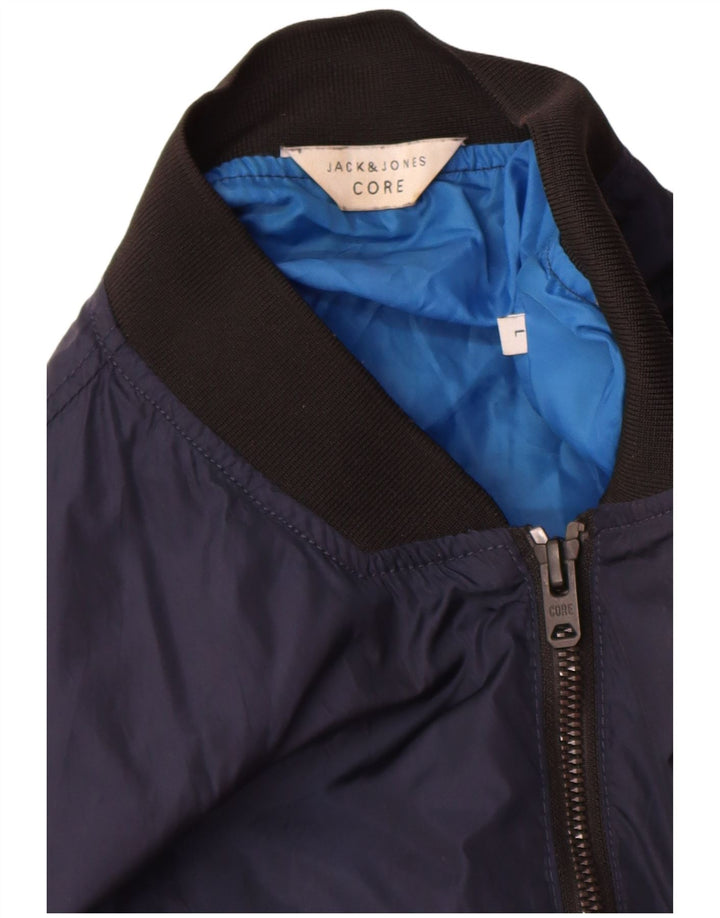 Мужская куртка-бомбер Jack & Jones UK 40, большая, темно-синяя, нейлон