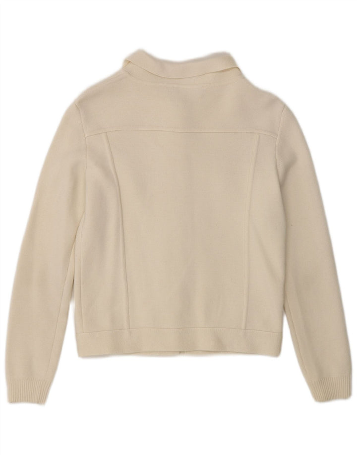Женский кардиган Moschino UK 8, маленький, из шерсти белого цвета