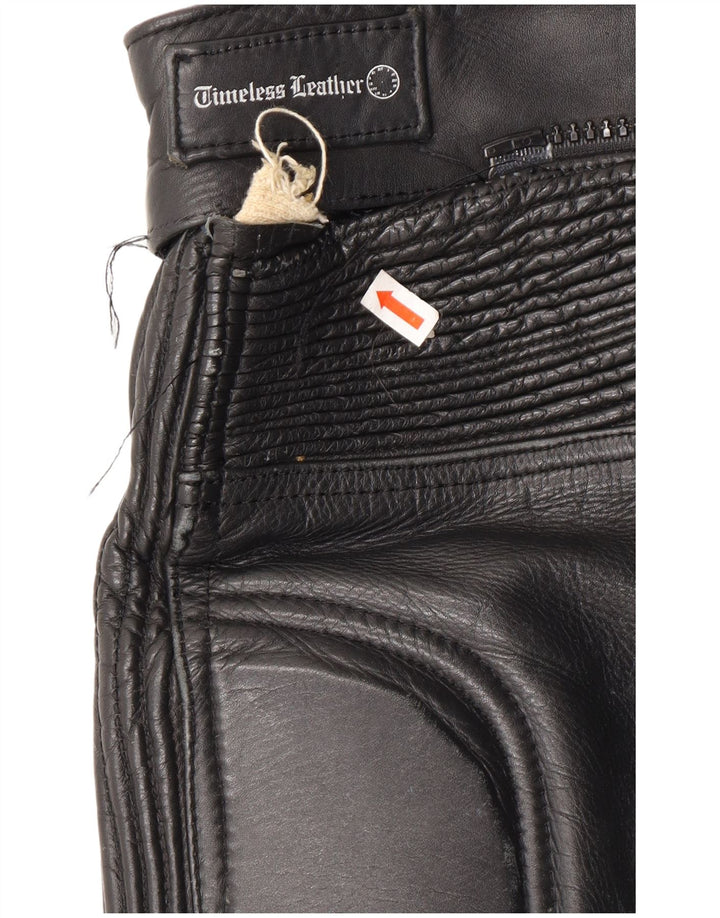 ВИНТАЖНЫЕ Мужские байкерские кожаные брюки W32 L23 черные