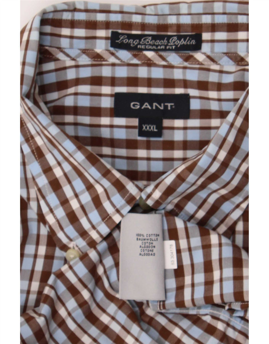 Мужская рубашка стандартного кроя Gant 3XL, коричневая клетка, хлопок