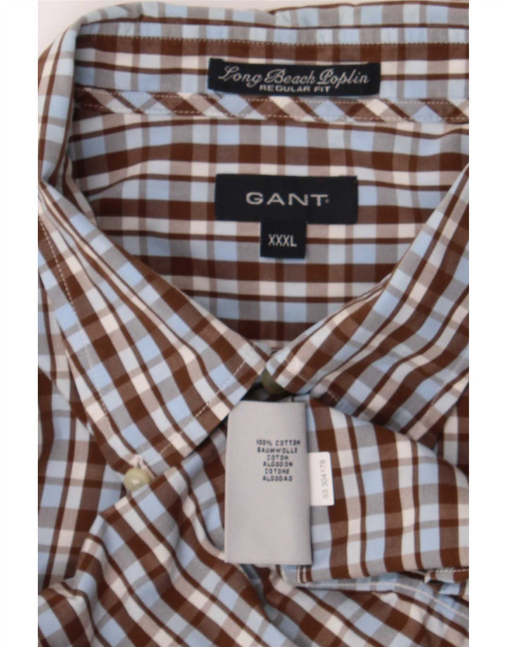 Мужская рубашка стандартного кроя Gant 3XL, коричневая клетка, хлопок