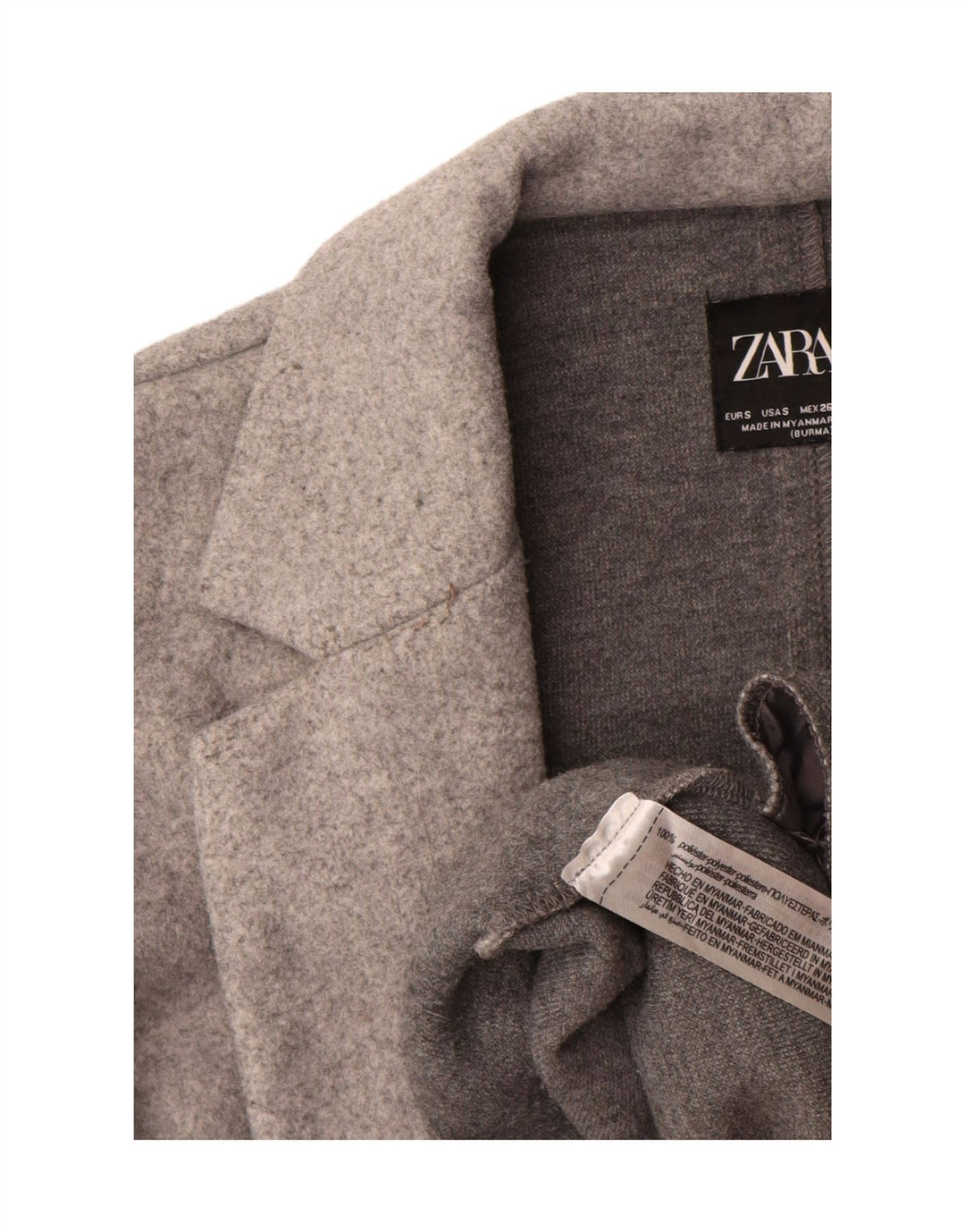 Женское открытое пальто Zara UK 10, маленький серый полиэстер