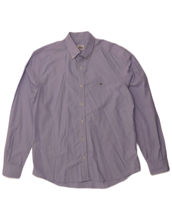 Мужская рубашка приталенного кроя Lacoste, размер 42, большая синяя хлопковая полоска