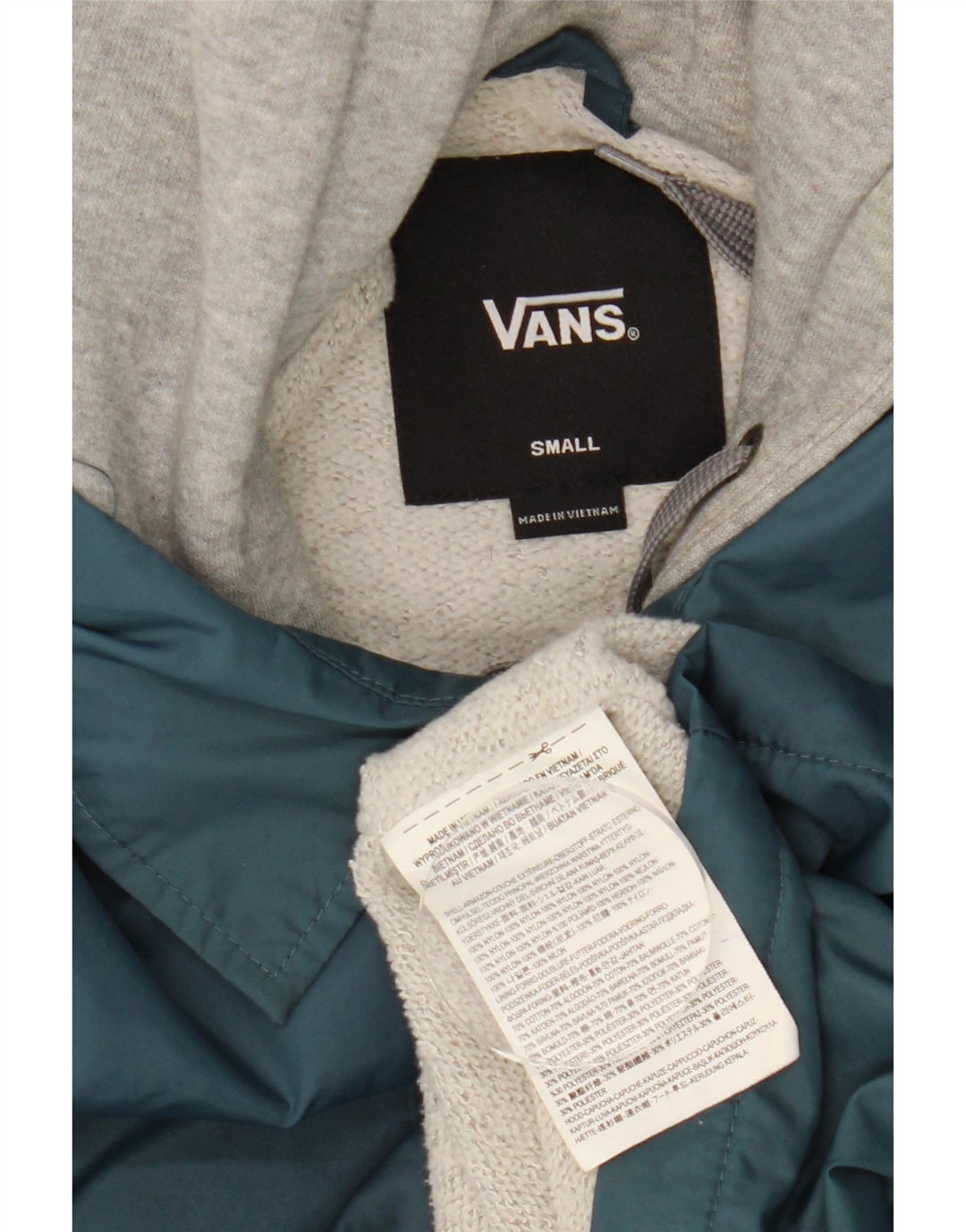 Мужская ветровка Vans с капюшоном, Великобритания 36, маленькая синяя, нейлон с цветными блоками