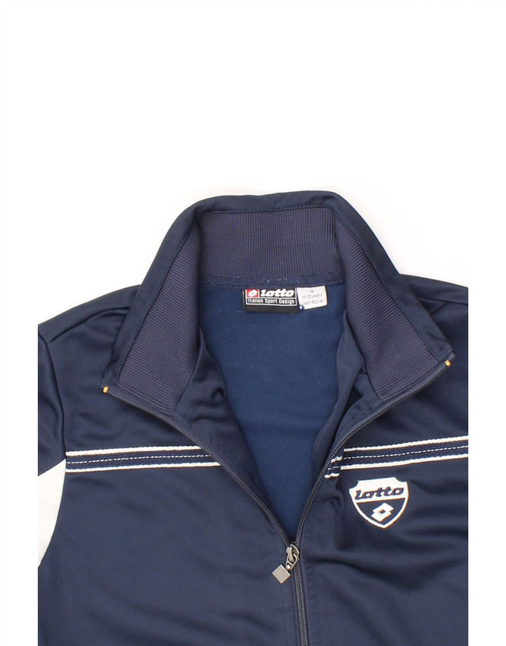 LOTTO Boys Tracksuit Top Jacket 11-12 Years Medium Navy Blue Colourblock Vintage Lotto and Second-Hand Lotto from Messina Hembry 