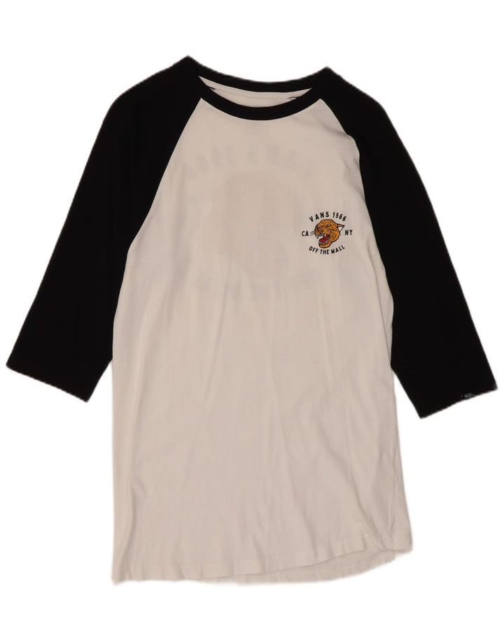 Женский топ приталенного кроя с рисунком VANS, рукав 3/4, UK 10, маленький, белый, с цветными блоками