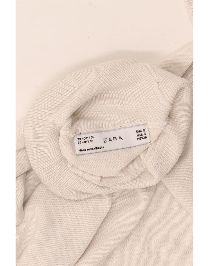 Женский джемпер с высоким воротником Zara UK 10, маленький серый хлопковый свитер