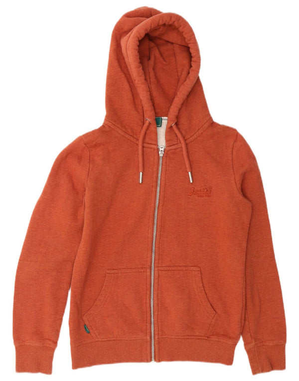 Женский свитер с капюшоном на молнии обычного кроя Superdry UK 10, маленький оранжевый хлопок