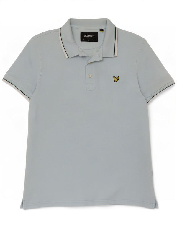 Мужская рубашка поло Lyle & Scott, хлопковая синяя полоска среднего размера