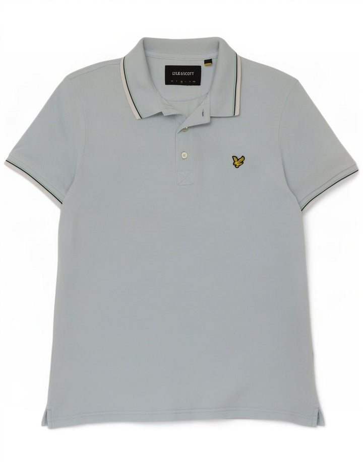 Мужская рубашка поло Lyle & Scott, хлопковая синяя полоска среднего размера