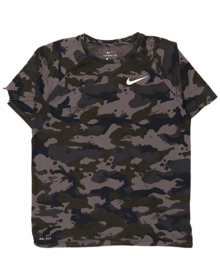 Мужская футболка NIKE Dri Fit, большой серый камуфляжный полиэстер