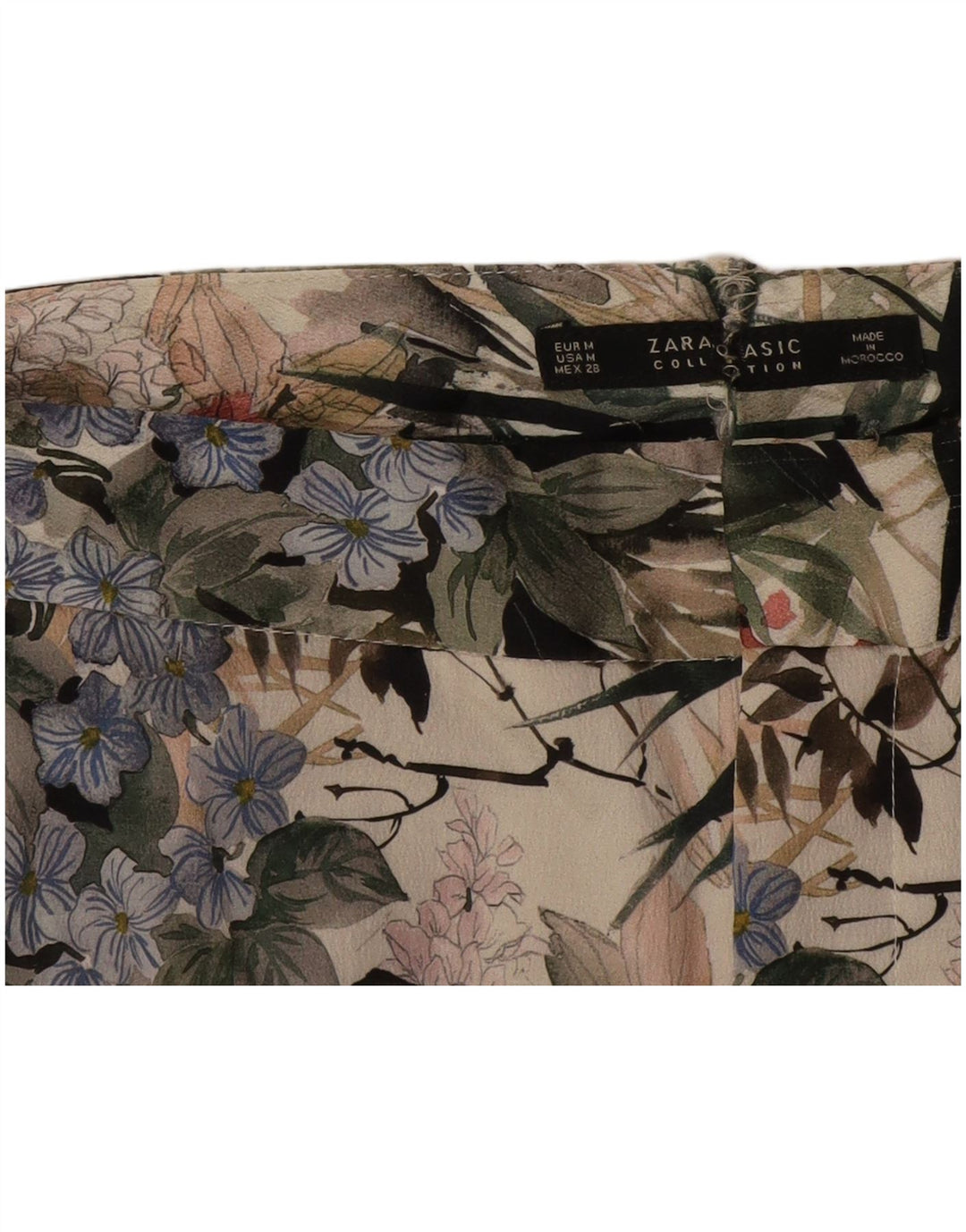 Zara Womens Straight Chino Trousers Medium W28 L29 Multicoloured Floral