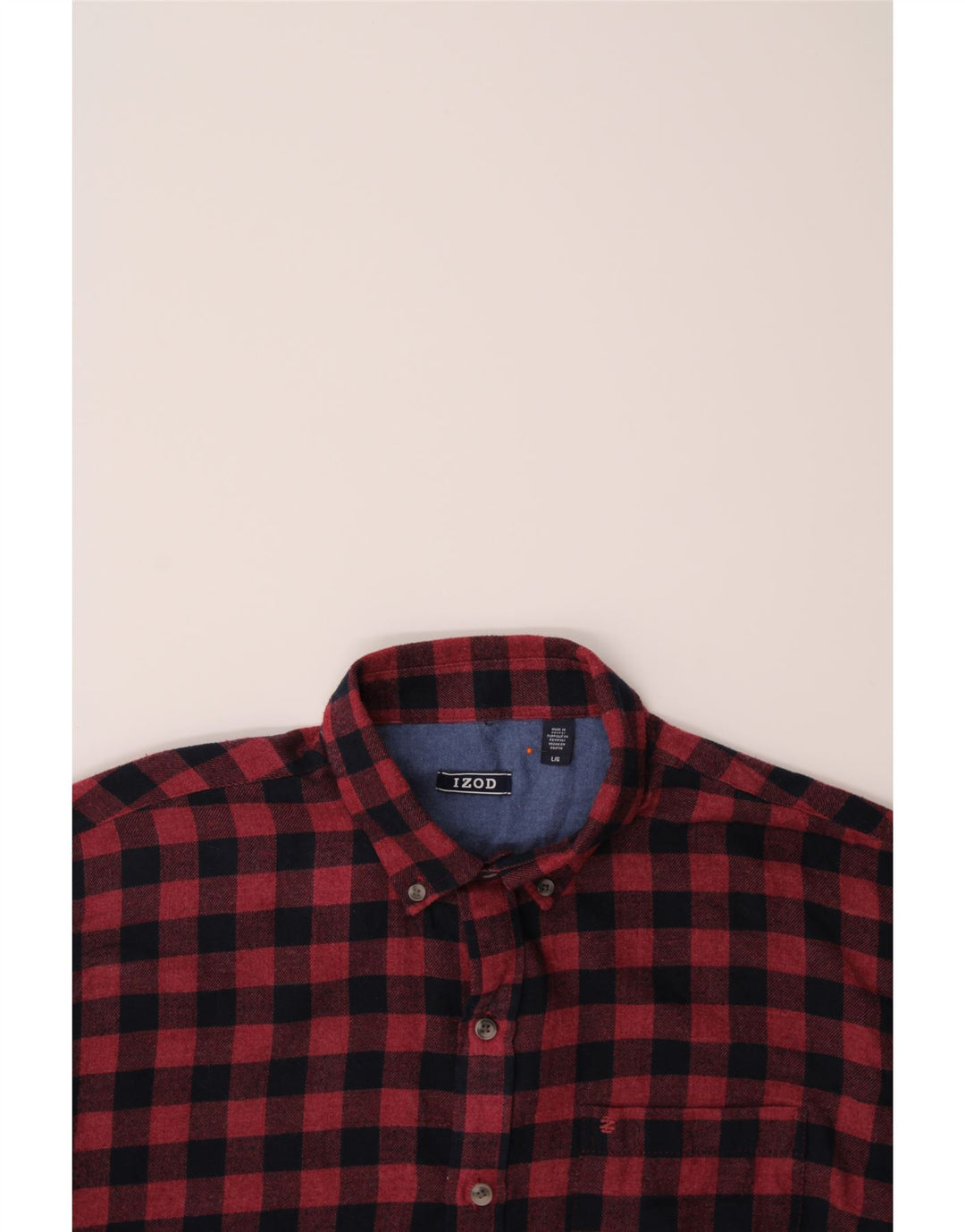 IZOD Mens Flannel Shirt Large Red Gingham Cotton Vintage Izod and Second-Hand Izod from Messina Hembry 