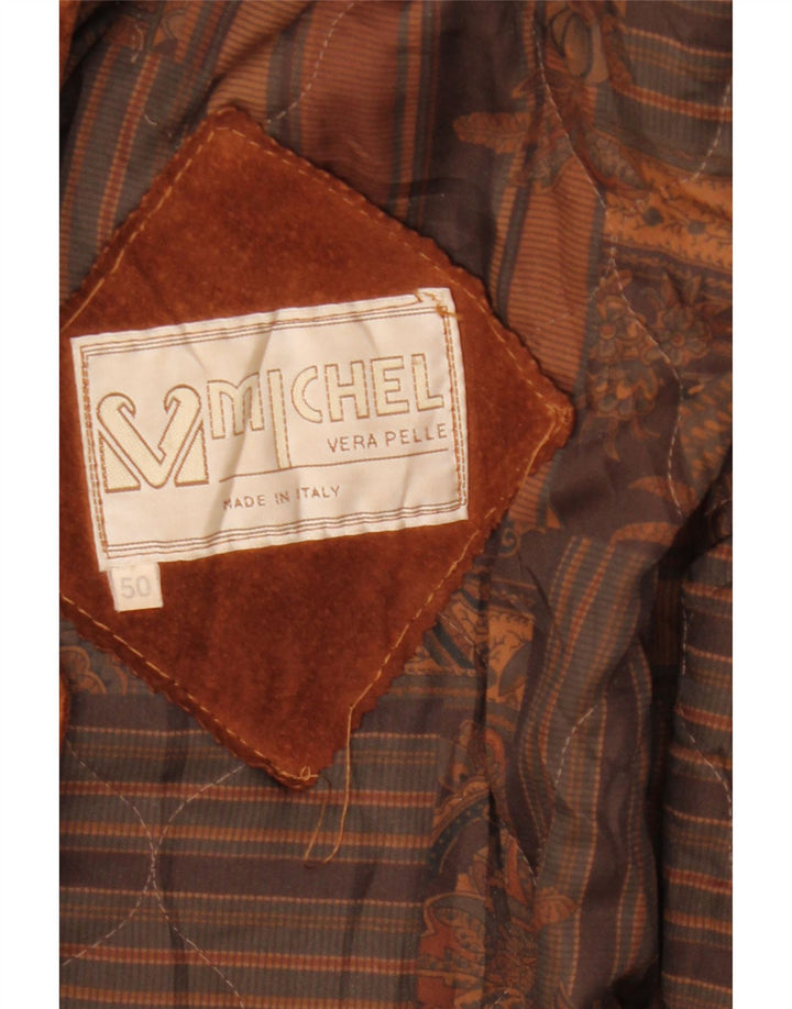 Женское замшевое пальто в стиле оверсайз Michel IT 50 XL Коричневое кожаное
