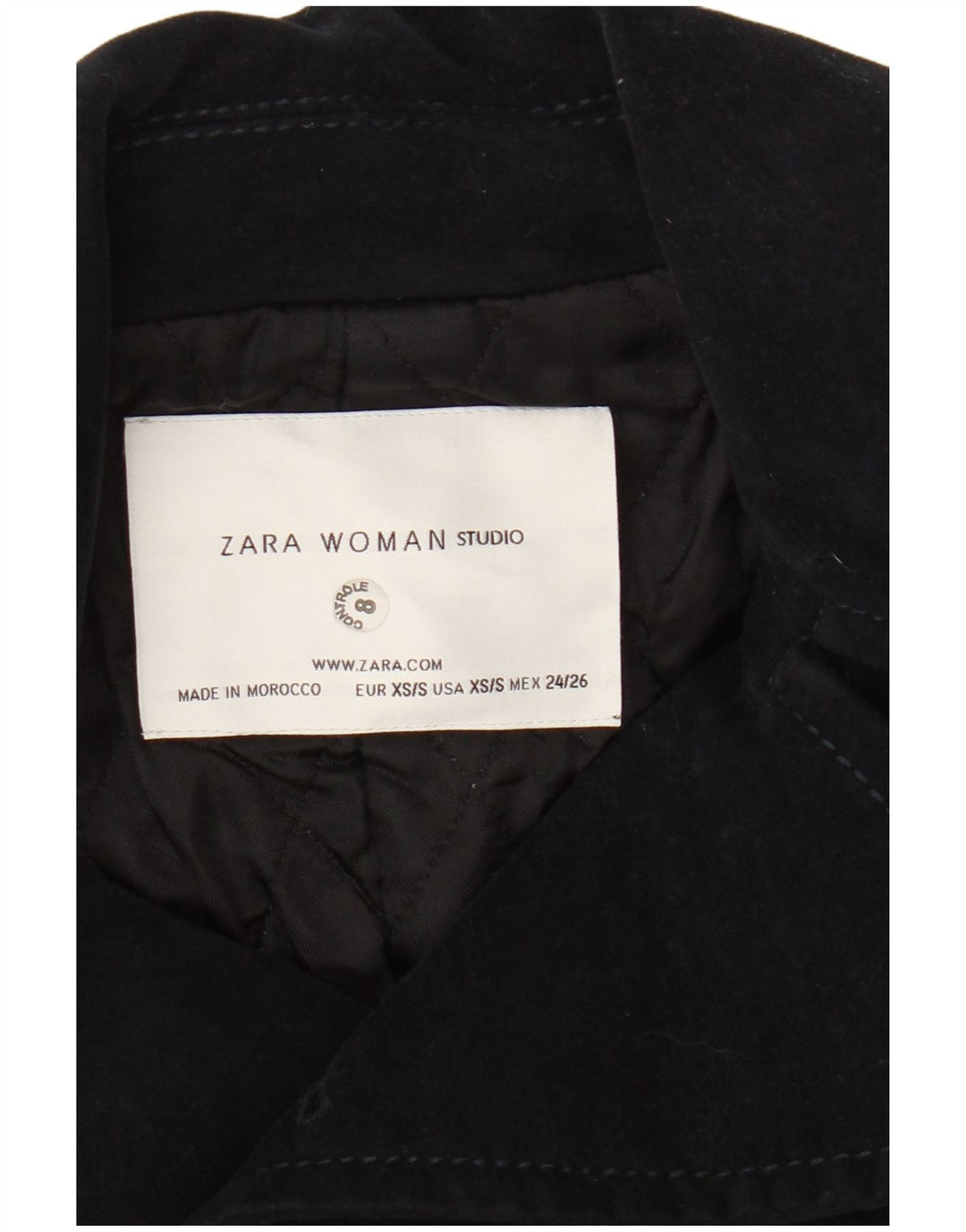 Женский укороченный двубортный бомбер Zara UK 6 XS, темно-синий, хлопок