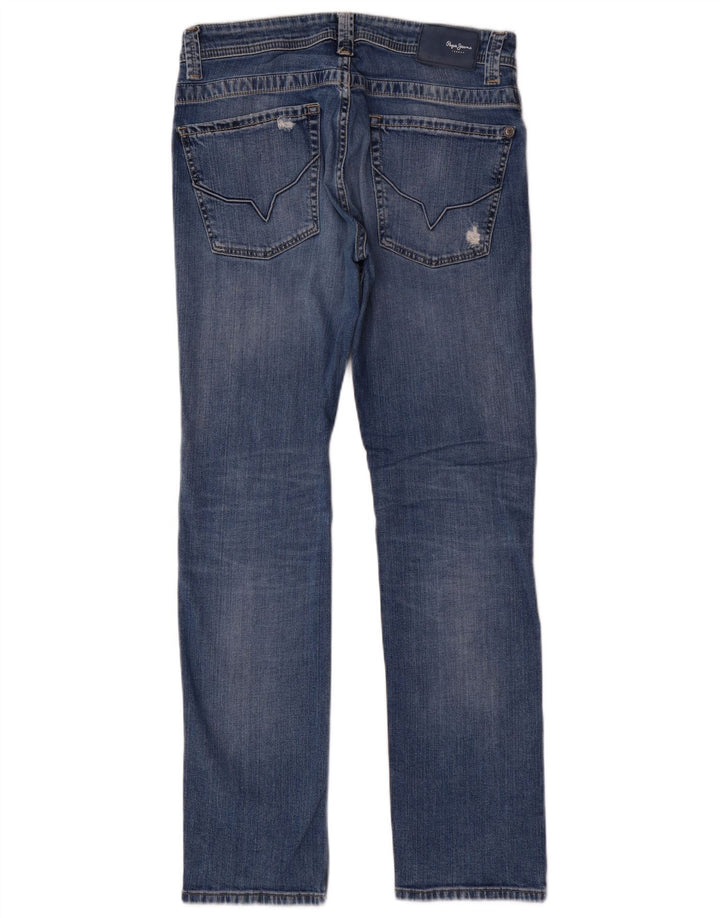PEPE Jeans Мужские потертые обычные прямые джинсы W32 L32, синий хлопок