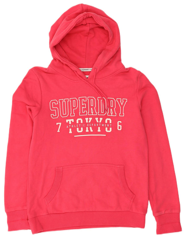 Женский джемпер с капюшоном Superdry UK 12, хлопок среднего розового цвета