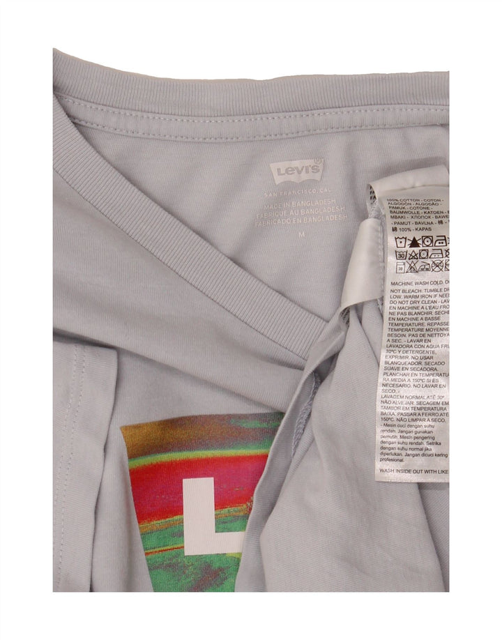 LEVI'S Womens Graphic T-Shirt Top UK 12 Medium Grey Cotton Vintage Levi's and Second-Hand Levi's from Messina Hembry 