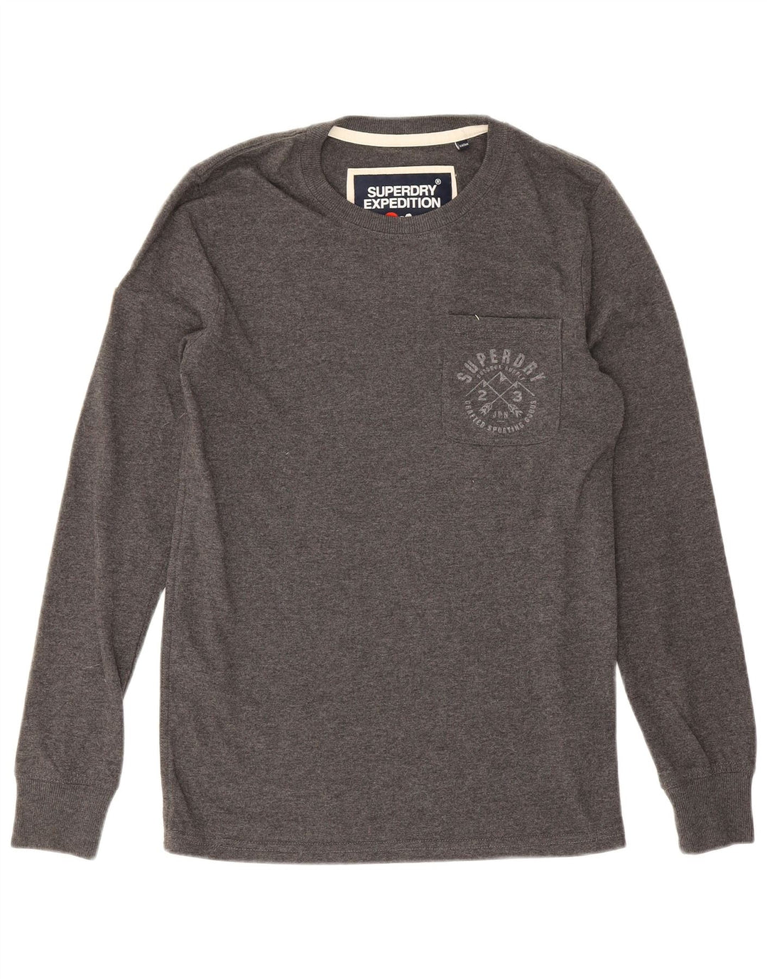 Мужской топ Superdry с длинным рукавом, маленький серый хлопок