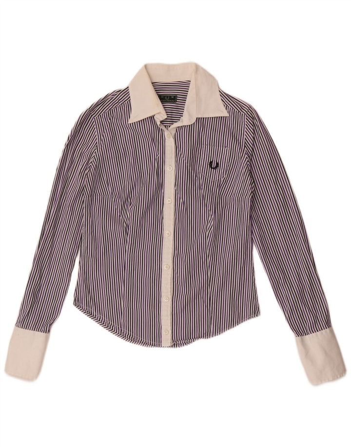 Женская деловая рубашка Fred Perry UK 12, средний фиолетовый в тонкую полоску