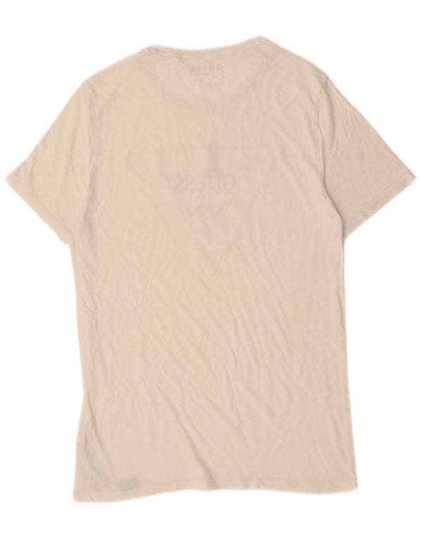 Мужская футболка GUESS Slim Fit с рисунком, топ среднего размера, белый хлопок, хлопок