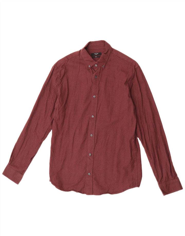 Мужская рубашка узкого кроя Jack & Jones, средний бордовый хлопок, хлопок