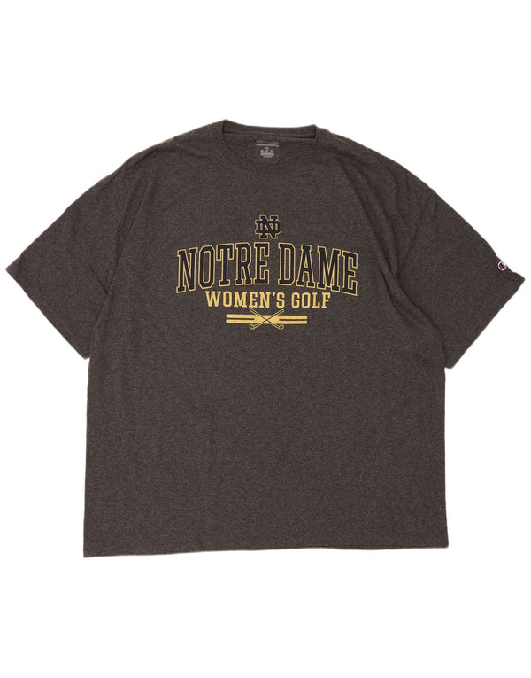 Мужская футболка Champion Notre Dame с рисунком, топ 3XL, серый хлопок в крапинку