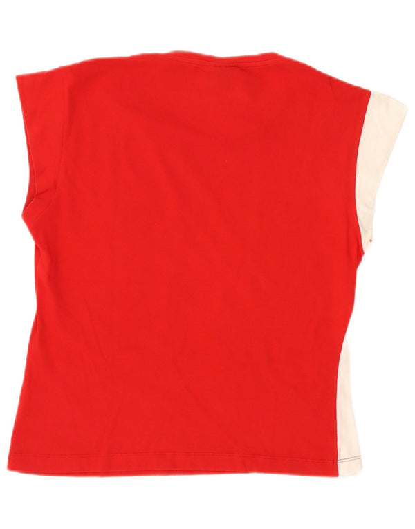 Trussardi Womens T-Shirt Top UK 14 Large Red Colourblock Cotton