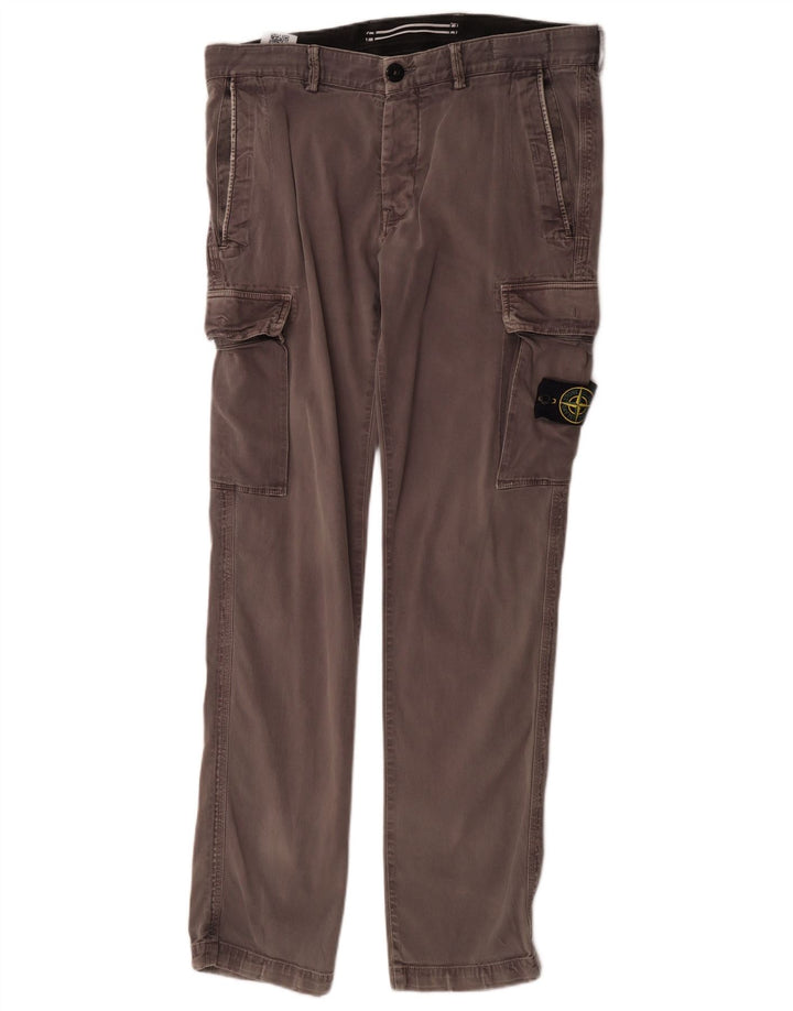 Stone Island Мужские прямые брюки карго W32 L34 Серые хлопковые