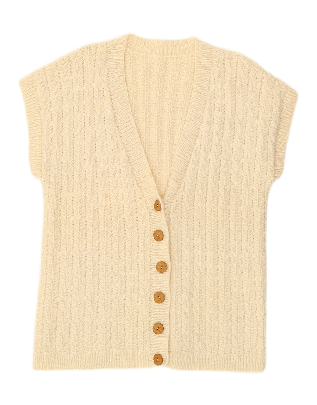 VINTAGE Женский кардиган с короткими рукавами UK 16 Большой Off White