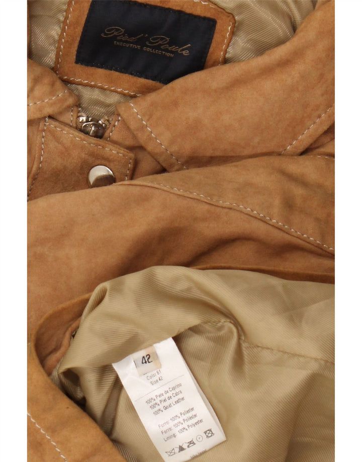 Винтажный женский пиджак в стиле милитари с коротким рукавом IT 42, средний коричневый