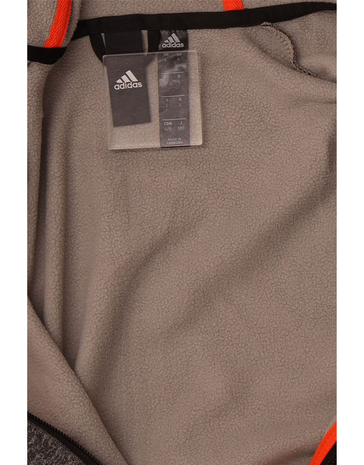 ADIDAS Mens Graphic Zip Hoodie Sweater Large Grey Colourblock Polyester