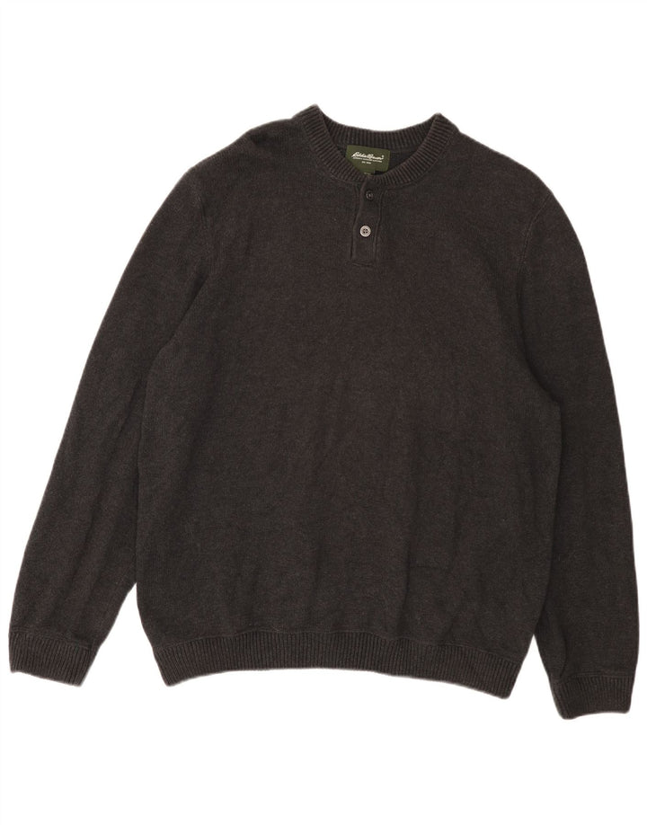 Мужской свитер EDDIE BAUER с круглым вырезом XL, серый хлопок