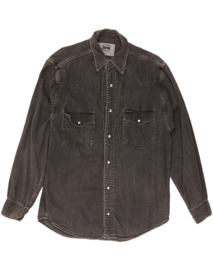 WRANGLER Mens Denim Shirt Small Grey