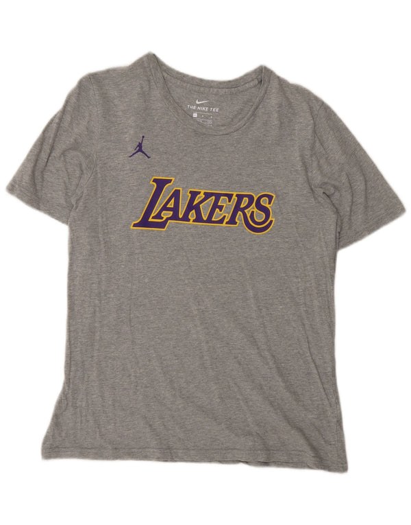 Футболка с рисунком Nike Lakers для мальчиков, 14–15 лет, большой размер, серый хлопок