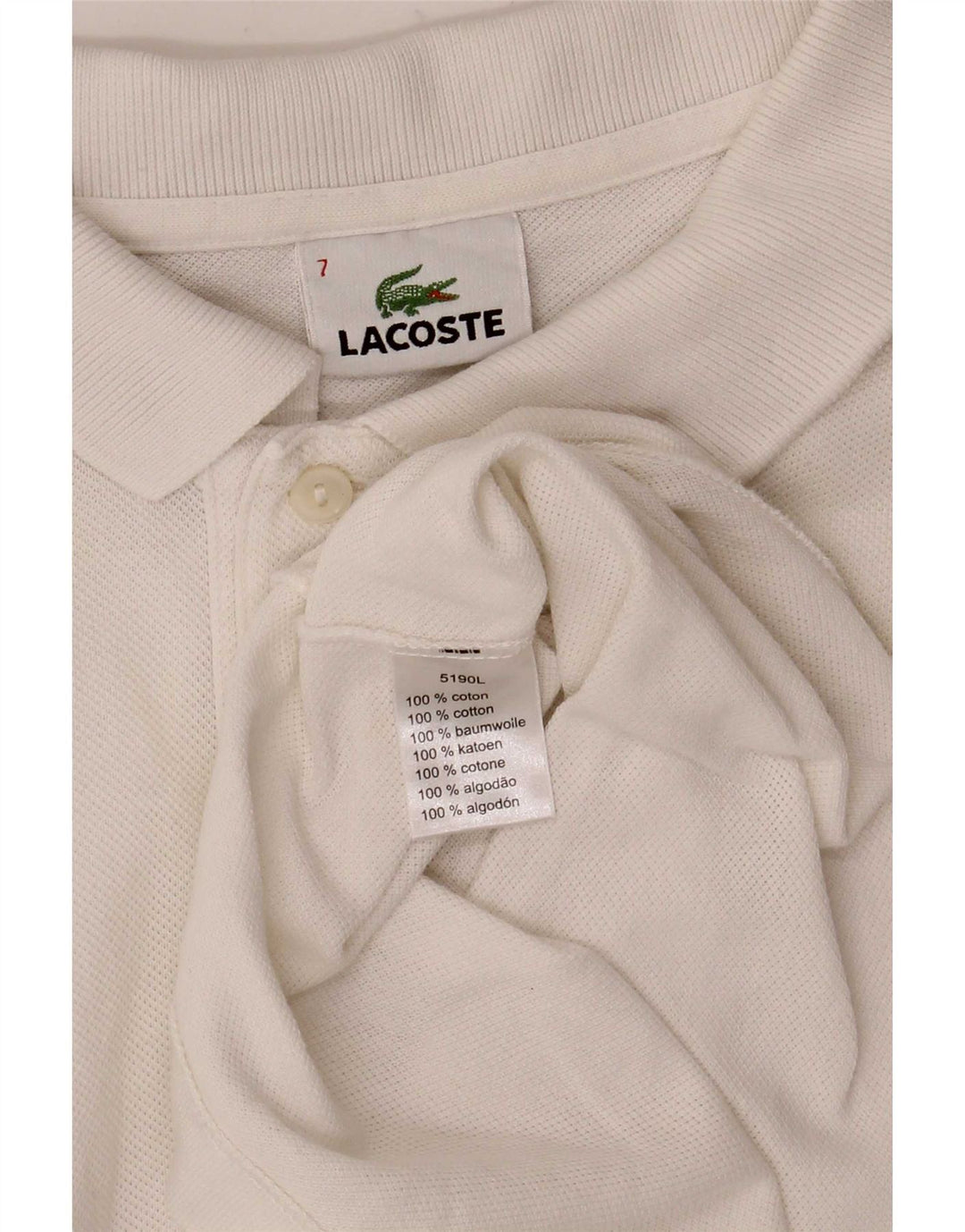 Мужская рубашка-поло Lacoste, размер 7, 2XL, белый хлопок