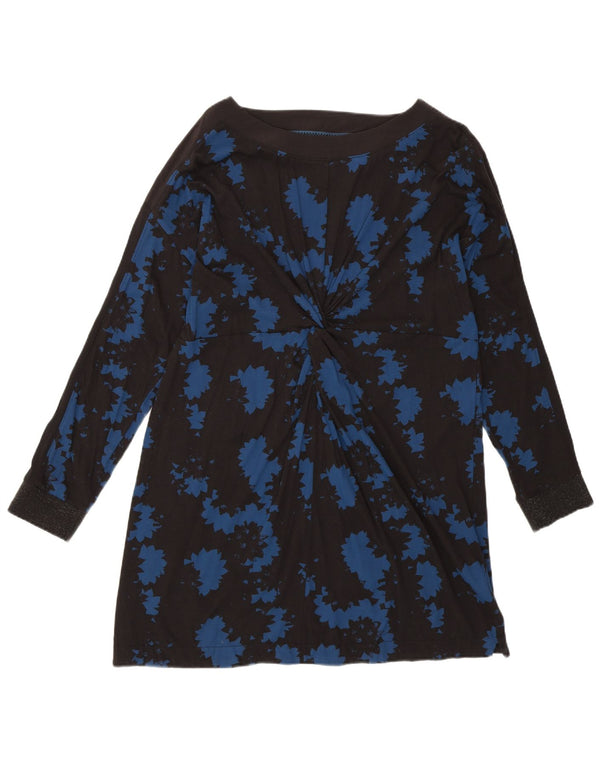 Женская удлиненная блузка WHITE STUFF UK 14, большой черный цветочный хлопок